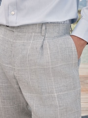 Barbour® Grey Slim Fit 100% Linen Check Suit Trousers - Image 5 of 6