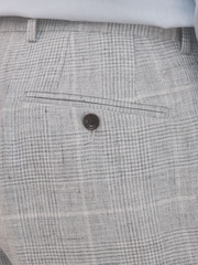 Barbour® Grey Slim Fit 100% Linen Check Suit Trousers - Image 6 of 6