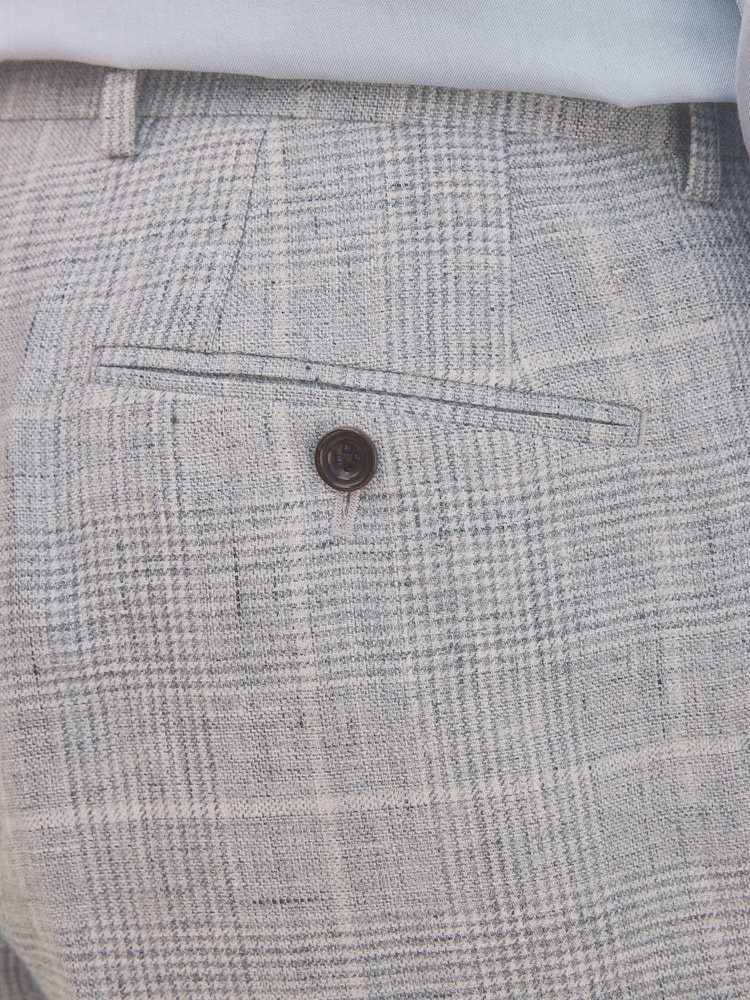 Barbour® Grey Slim Fit 100% Linen Check Suit Trousers - Image 6 of 6