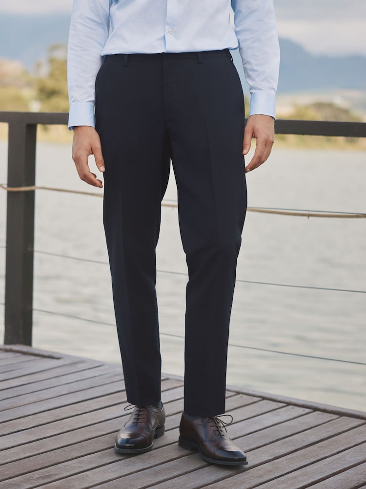 Barbour® Navy Slim Fit Wool Suit Trousers - Image 2 of 9