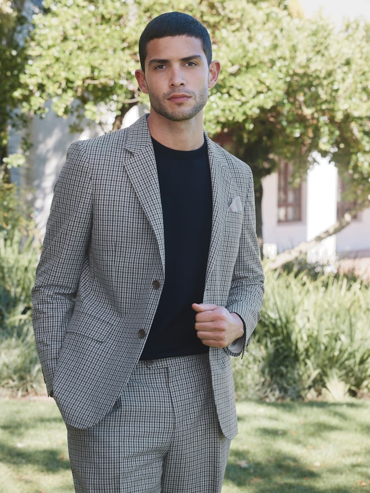 Barbour® Grey Gingham Pattern Slim Fit Suit Jacket - Image 1 of 18