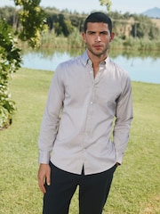 Barbour® Neutral Brown 100% Cotton Long Sleeve Oxford Shirt - Image 2 of 13