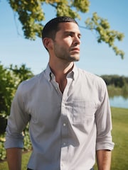 Barbour® Neutral Brown 100% Cotton Long Sleeve Oxford Shirt - Image 7 of 13