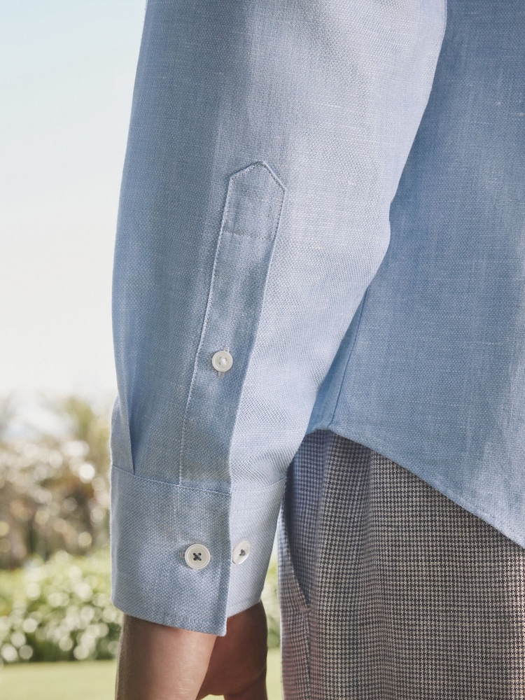 Barbour® Blue Long Sleeve Blend Shirt - Image 4 of 9