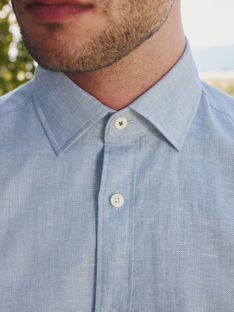 Barbour® Blue Long Sleeve Blend Shirt - Image 5 of 9