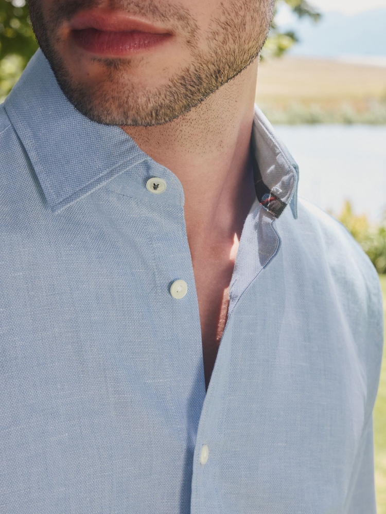 Barbour® Blue Long Sleeve Blend Shirt - Image 6 of 9