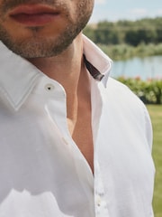 Barbour® White Textured Long Sleeve Blend Shirt - Image 4 of 7