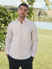 Barbour® Neutral Stripe Long Sleeve Blend Shirt - Image 1 of 7