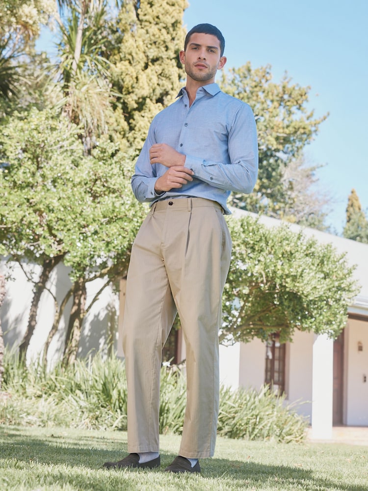 Barbour® Navy Puppytooth Long Sleeve Blend Shirt - Image 2 of 9
