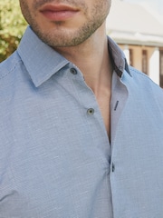 Barbour® Navy Puppytooth Long Sleeve Blend Shirt - Image 4 of 9