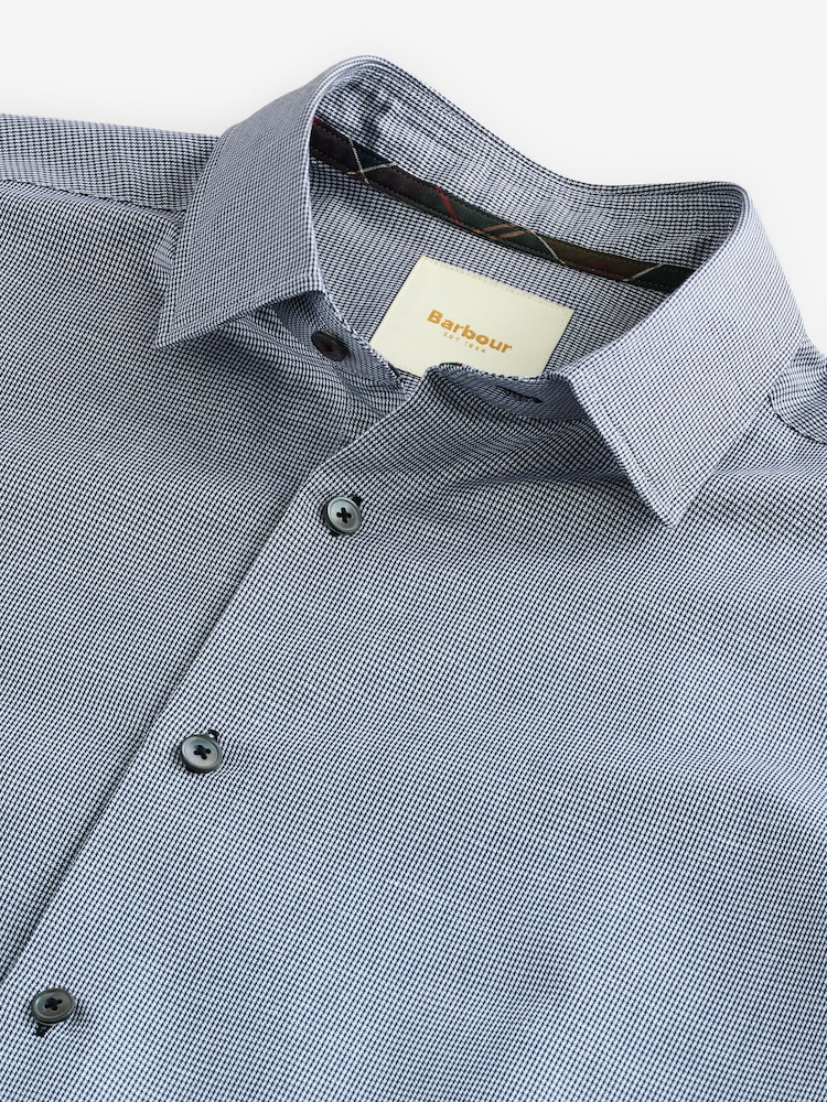 Barbour® Navy Puppytooth Long Sleeve Blend Shirt - Image 9 of 9