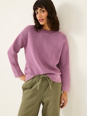 FatFace Elia Dusky Purple Laundered Knitted Jumper - Image 1 of 6