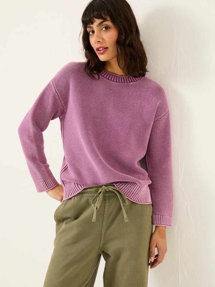 FatFace Elia Dusky Purple Laundered Knitted Jumper - Image 1 of 6