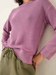 FatFace Elia Dusky Purple Laundered Knitted Jumper - Image 3 of 6