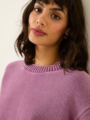 FatFace Elia Dusky Purple Laundered Knitted Jumper - Image 5 of 6