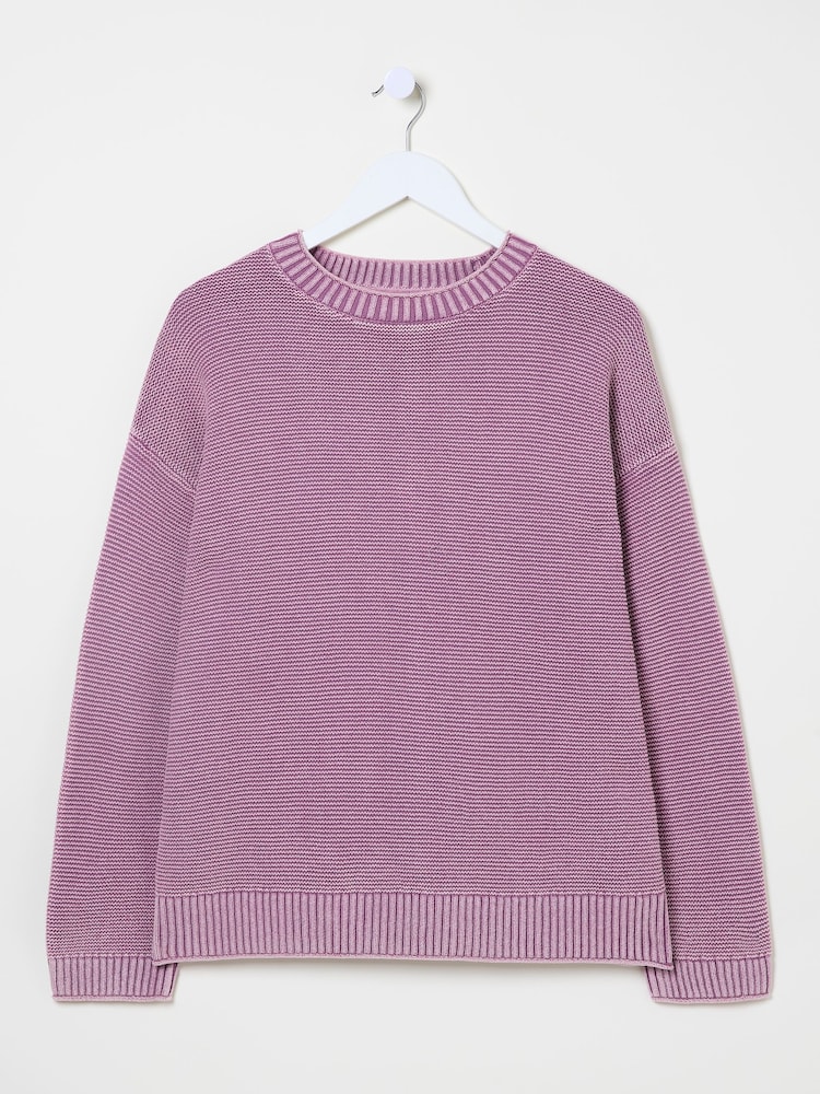 FatFace Elia Dusky Purple Laundered Knitted Jumper - Image 6 of 6