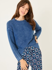 FatFace Elia Ink Blue Laundered Knitted Jumper - Image 1 of 10