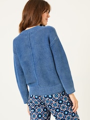 FatFace Elia Ink Blue Laundered Knitted Jumper - Image 2 of 10