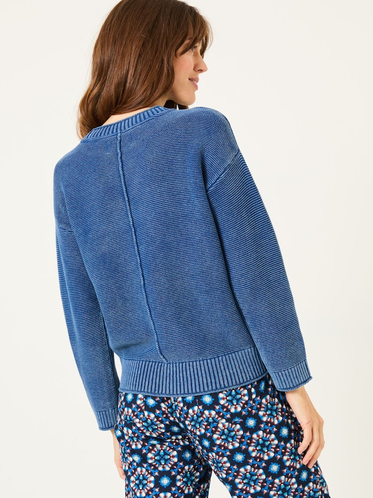 FatFace Elia Ink Blue Laundered Knitted Jumper - Image 2 of 10