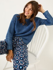 FatFace Elia Ink Blue Laundered Knitted Jumper - Image 3 of 10