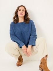 FatFace Elia Ink Blue Laundered Knitted Jumper - Image 6 of 10