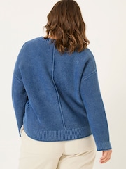 FatFace Elia Ink Blue Laundered Knitted Jumper - Image 7 of 10