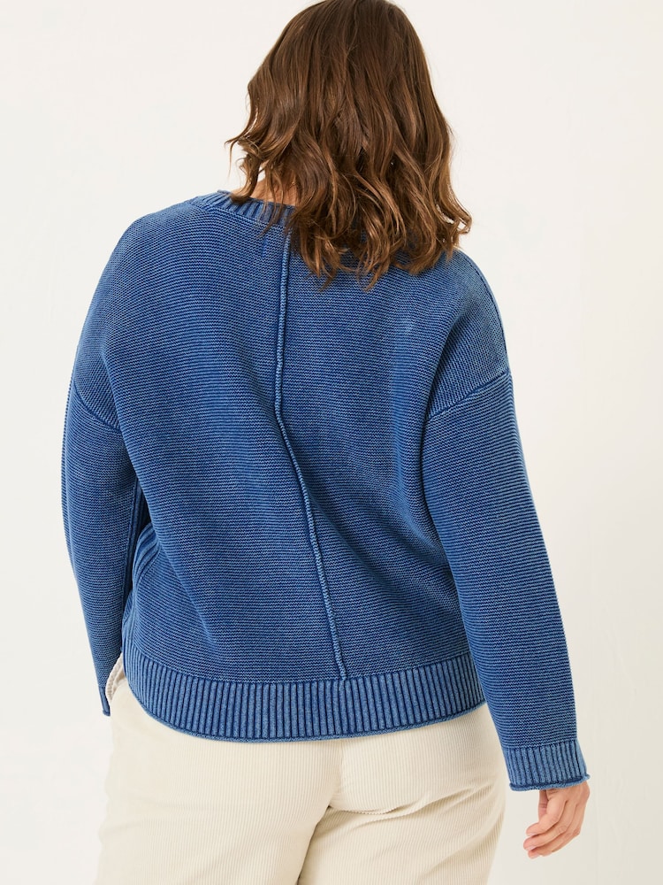 FatFace Elia Ink Blue Laundered Knitted Jumper - Image 7 of 10