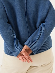 FatFace Elia Ink Blue Laundered Knitted Jumper - Image 9 of 10
