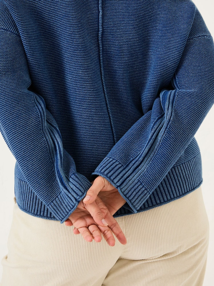 FatFace Elia Ink Blue Laundered Knitted Jumper - Image 9 of 10