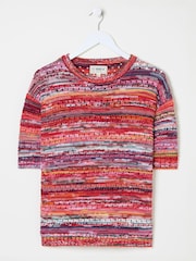 FatFace Pink Magda Knitted Pointelle 100% Cotton T-Shirt - Image 6 of 6