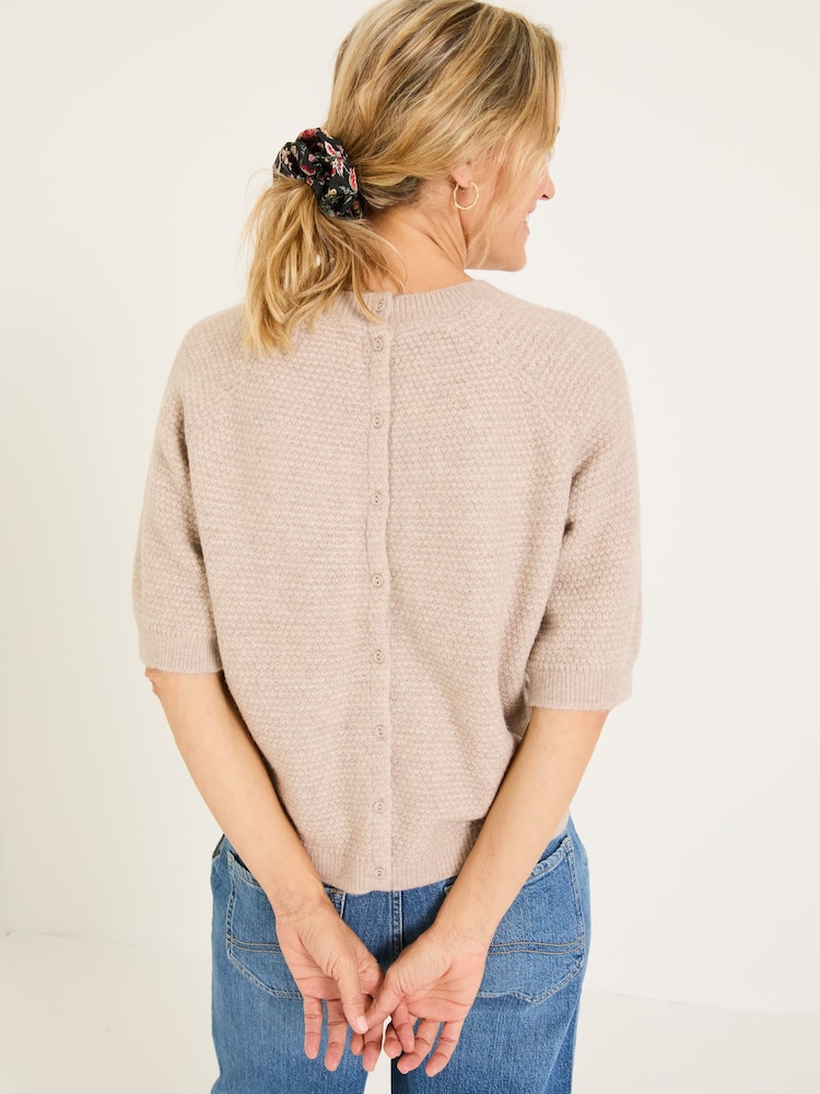 FatFace Zandra Natural Textured Knitted T-Shirt - Image 2 of 6