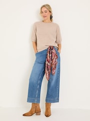FatFace Zandra Natural Textured Knitted T-Shirt - Image 3 of 6