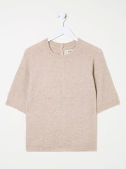 FatFace Zandra Natural Textured Knitted T-Shirt - Image 6 of 6