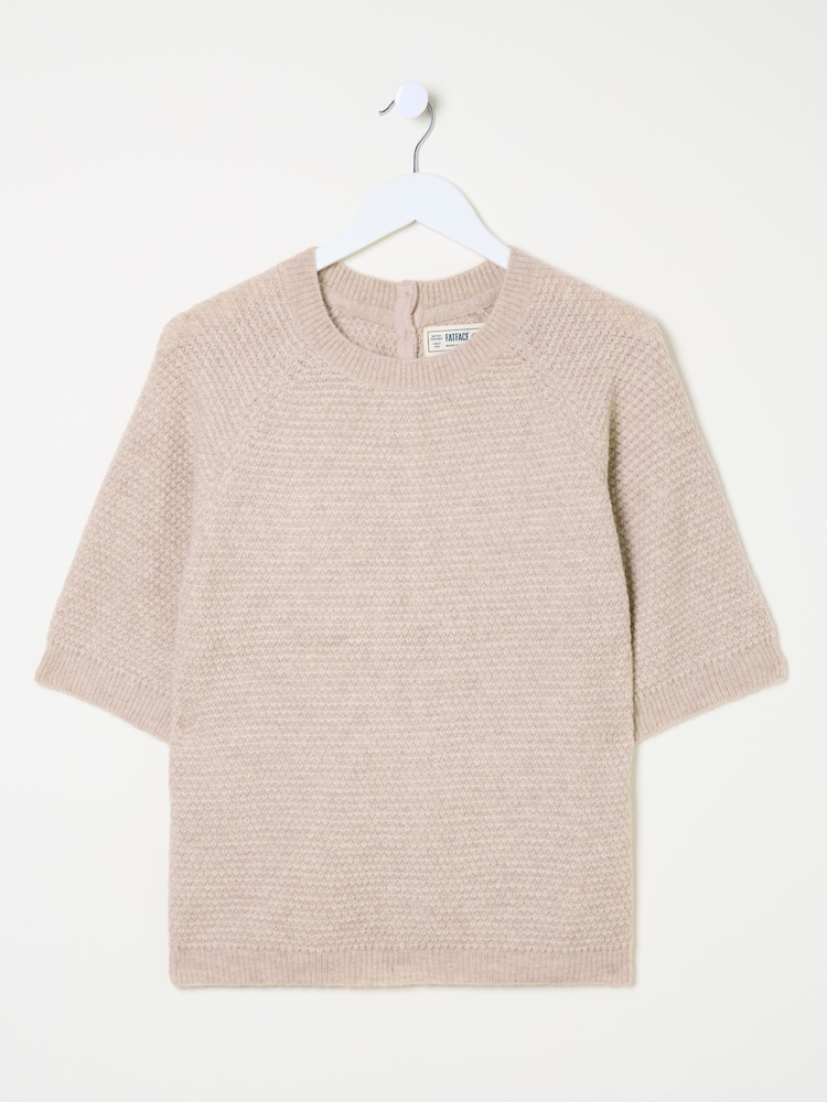 FatFace Zandra Natural Textured Knitted T-Shirt - Image 6 of 6