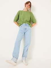 FatFace Zandra Green Textured Knitted T-Shirt - Image 3 of 6