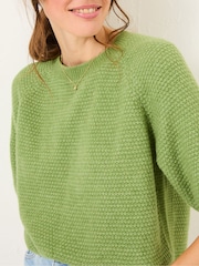 FatFace Zandra Green Textured Knitted T-Shirt - Image 4 of 6