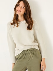 FatFace Elia Stone Laundered Knitted Jumper - Image 4 of 10