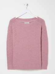 FatFace Mid Pink Jessie Textured Knitted Jumper - Image 6 of 6