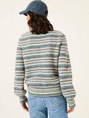 FatFace Blue Soraya Stripe Knitted Crew Neck Jumper - Image 2 of 7
