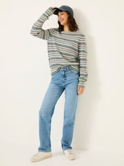 FatFace Blue Soraya Stripe Knitted Crew Neck Jumper - Image 3 of 7