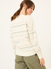 FatFace Suki Ivory Pattern Knitted Crew Neck Jumper - Image 3 of 6