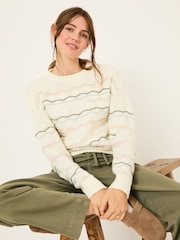 FatFace Suki Ivory Pattern Knitted Crew Neck Jumper - Image 4 of 6