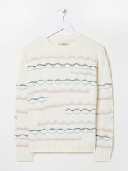 FatFace Suki Ivory Pattern Knitted Crew Neck Jumper - Image 5 of 6