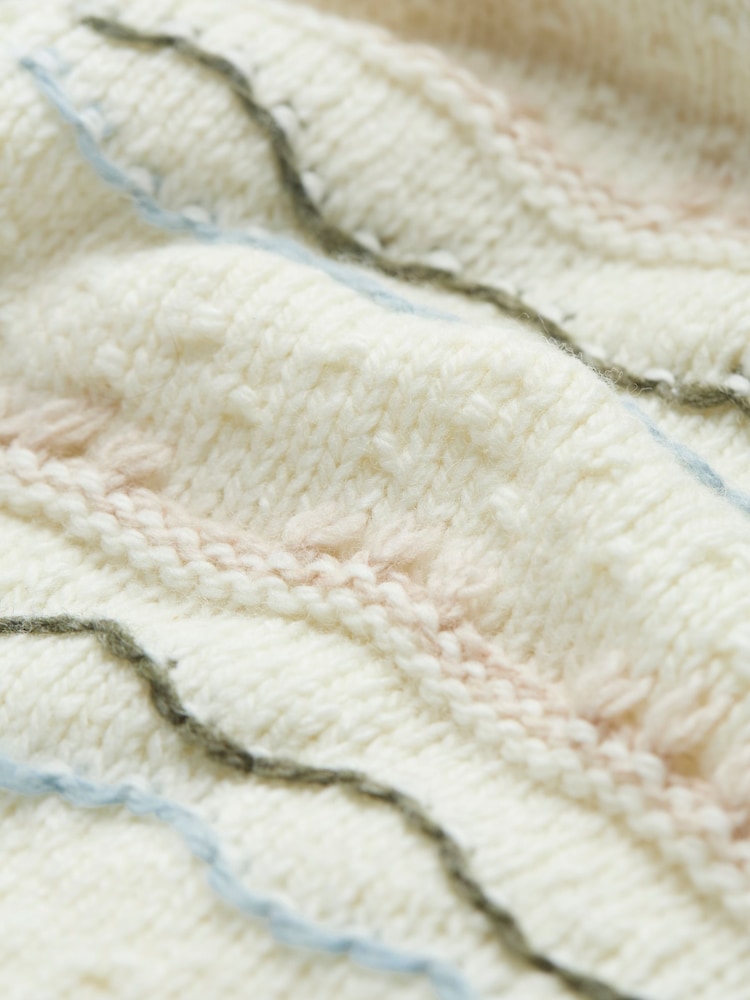 FatFace Suki Ivory Pattern Knitted Crew Neck Jumper - Image 6 of 6