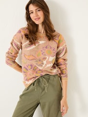 FatFace Natural Wilding Knitted Pattern Jumper - Image 1 of 5