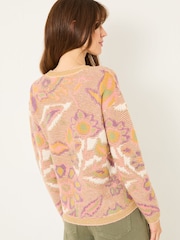 FatFace Natural Wilding Knitted Pattern Jumper - Image 2 of 5