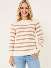 FatFace Ella Ivory Stripe Knitted Jumper - Image 1 of 4