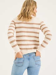 FatFace Ella Ivory Stripe Knitted Jumper - Image 2 of 4