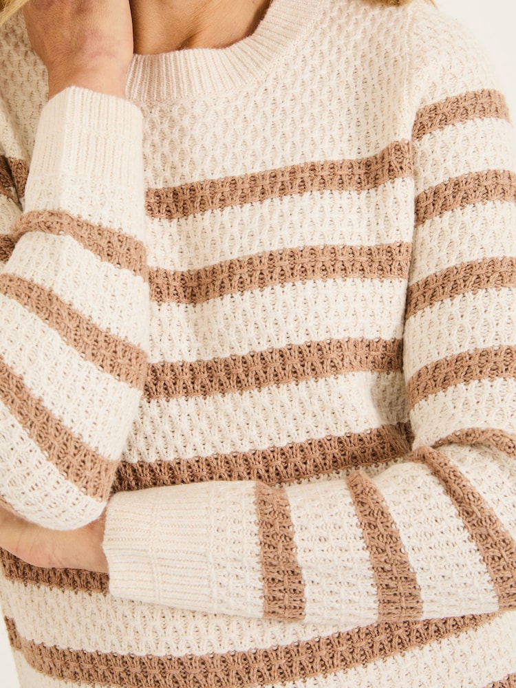 FatFace Ella Ivory Stripe Knitted Jumper - Image 4 of 4
