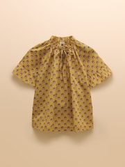 Желтый - Joules Melissa Short Sleeve Cotton Blouse - Изображение 6 из 6